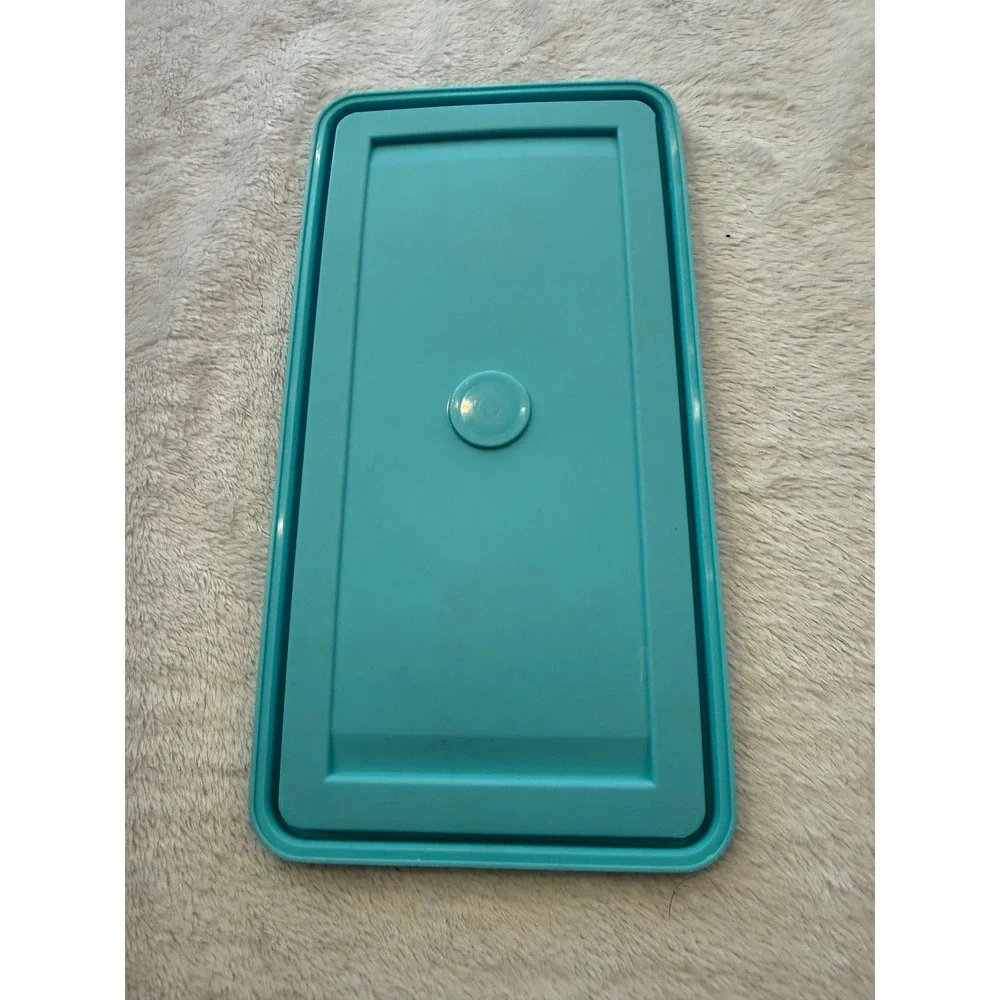 Vintage Tupperware 1987 Big Weeks Teal Blue Rectangular Replacement Lid 1620-4
